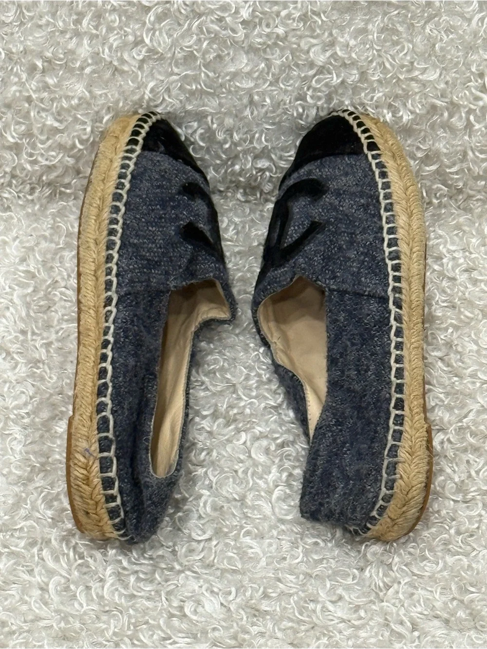Chanel Grey and Black Tweed Espadrilles Size 38